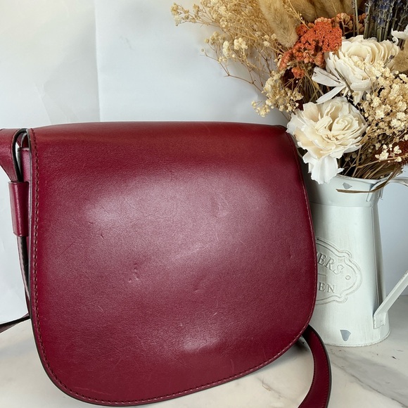 Tory Burch Red Burgundy Smooth Leather Crossbody Saddle Shoulder Bag‎ - Picture 11 of 14